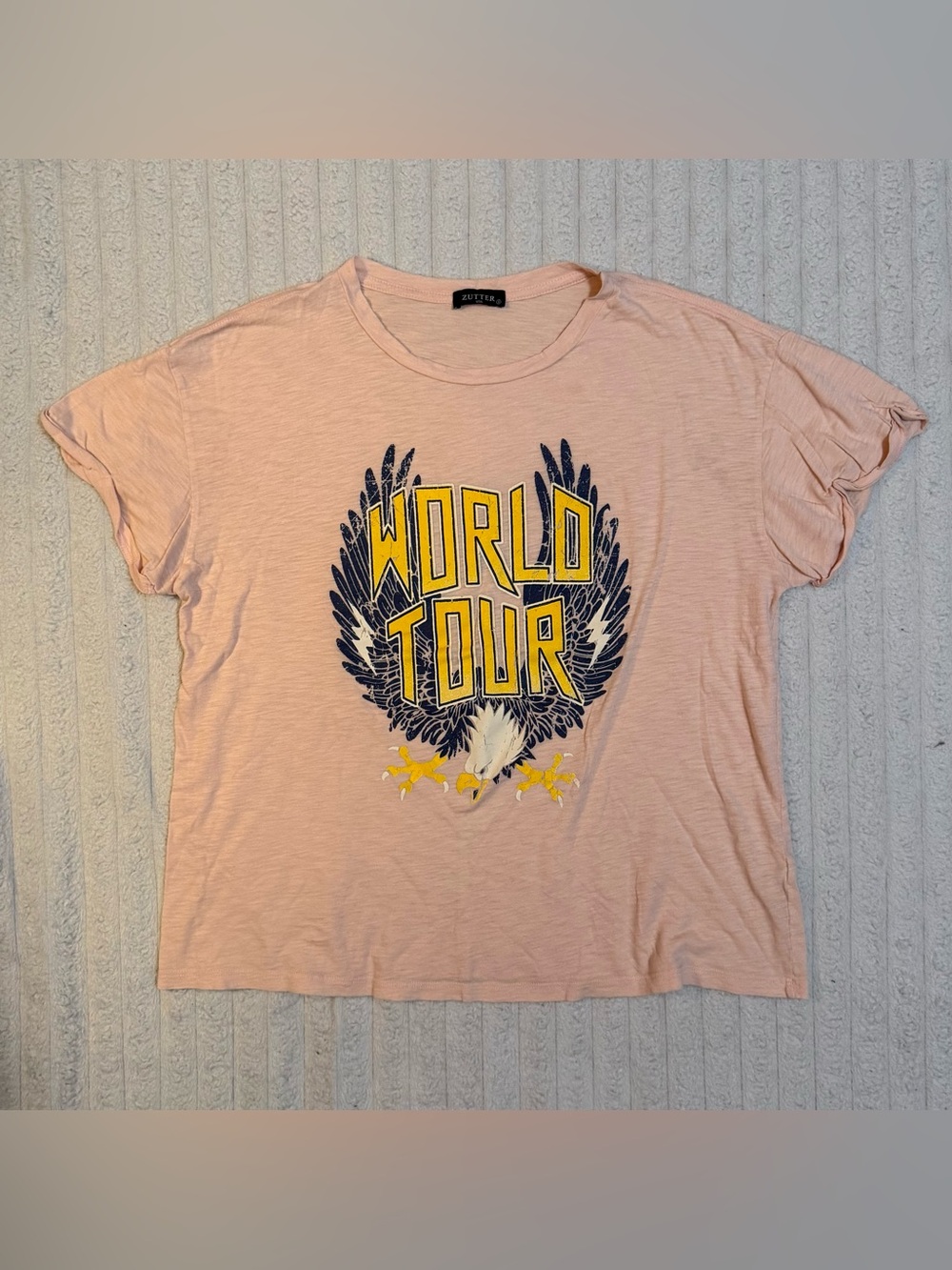 Zutter Women’s World Tour Oversized Distressed Graphic Tee